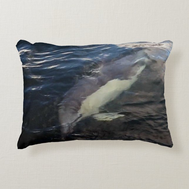 Customizable Common Dolphin Swimming Underwater Decorative Cushion (Front)