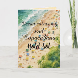 Customizable Copacabana Hotel Beach Pillow Card
