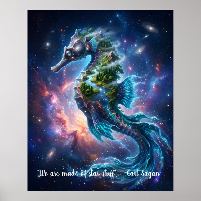 Customizable Cosmic Seahorse Poster (Front)