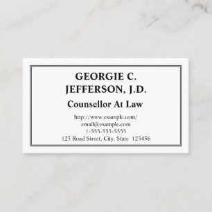 Customizable Counsellor At Law Business Card