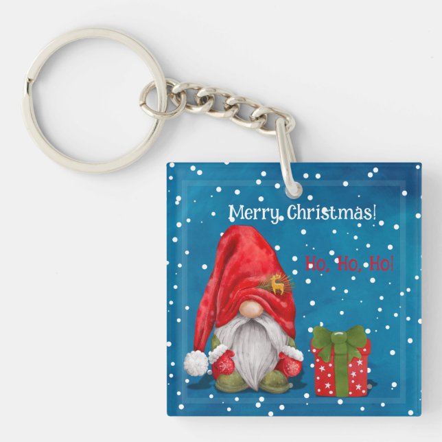 Customizable Cute Father Christmas  Key Ring (Front)