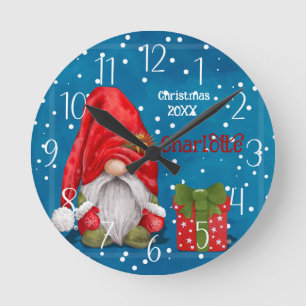 Customizable Cute Father Christmas  Round Clock