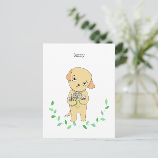 Customizable Cute Puppy Oopsie Daisies Dog Sorry Postcard (Standing Front)