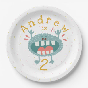 Customizable Cute Teal Monster Paper Plate