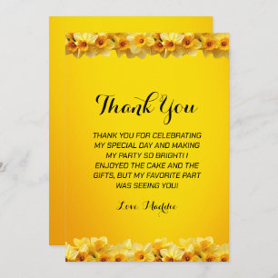 Customizable Daffodil March Birth Flower Birthday Thank You Card