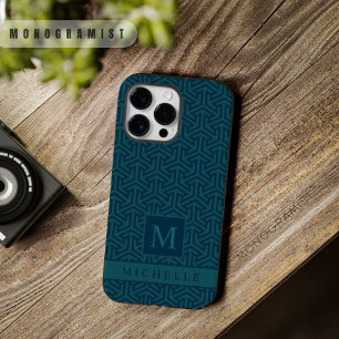 Customizable Dark Teal Blue Green Geometric  Case-Mate iPhone 14 Pro Max Case