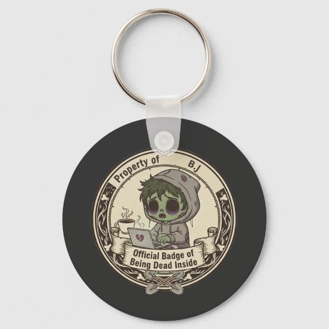 Customizable Dead Inside Badge  Key Ring (Front)