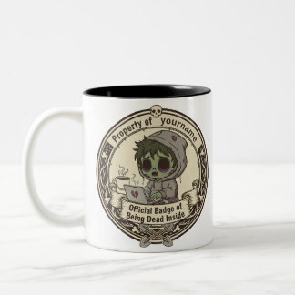 Customizable Dead Inside Badge T-Shirt Two-Tone Coffee Mug