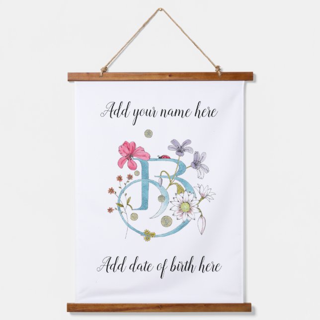 Customizable Decorated Letter B Hanging Tapestry (Front)