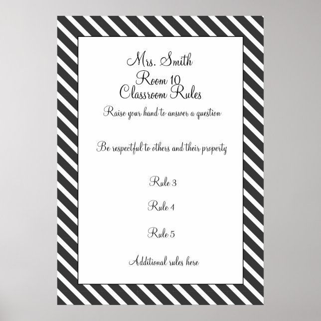 CUSTOMIZABLE Decorative Classroom Rules Poster (Front)
