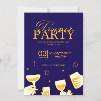 Customizable Dinner Party Invitation Card