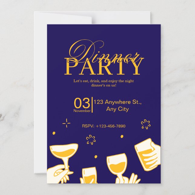 Customizable Dinner Party Invitation Card (Front)