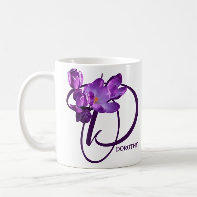 Customizable Dorothy name purple flowers hot boho  Coffee Mug (Left)