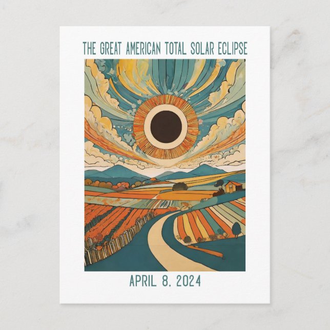 CUSTOMIZABLE:  Eclipse over Farmland Postcard (Front)