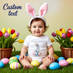 Customizable 🐇Egg-citing Bunny Romper Baby Bodysuit