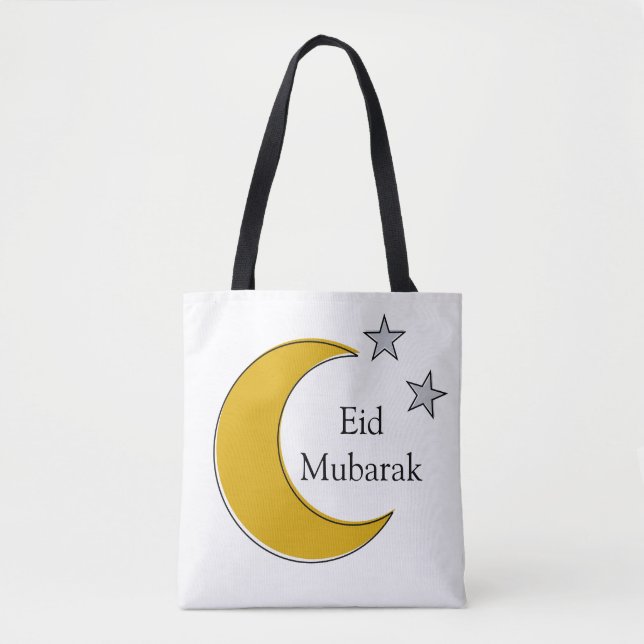 Customizable Eid Tote Bag with Crescent & Stars (Front)