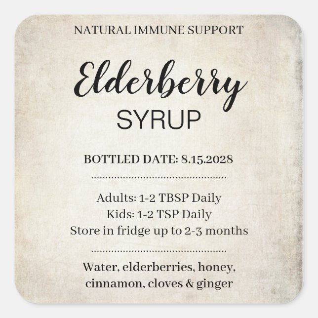 Customizable Elderberry Syrup Label ZEB_03a (Front)