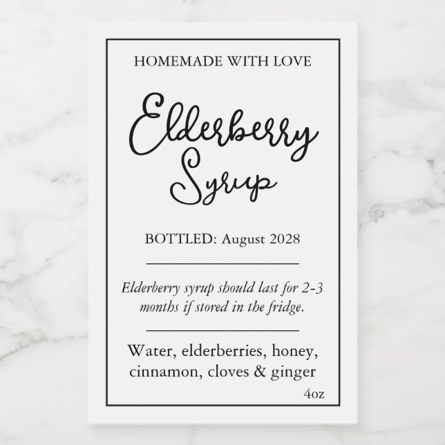 Customizable Elderberry Syrup Label ZEB_05b (Single Label)