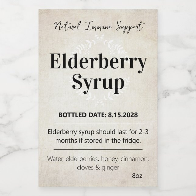 Customizable Elderberry Syrup Label ZEB_06b (Single Label)