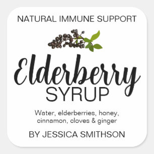 Customizable Elderberry Syrup Round Label ZEB001sq