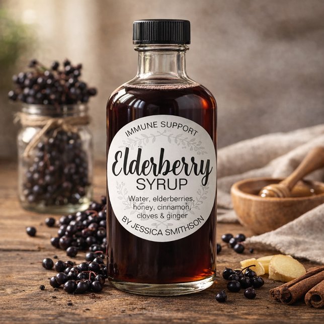 Customizable Elderberry Syrup Round Label ZEB003rd (Creator Uploaded)