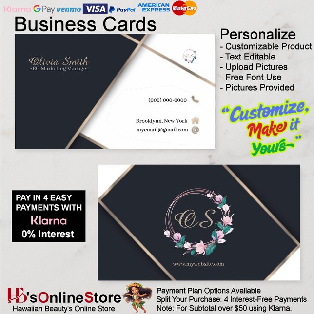 Customizable Elegant Floral Template 14 Business Card (Customizable Elegant Floral Template Business Card 14.
)