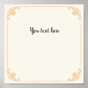 Customizable Elegant Gold Frame on Vintage Beige B Poster