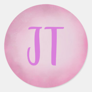 Customizable Elegant Pink Watercolour Round Frame Classic Round Sticker