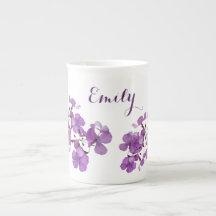 Customizable Emily name monogram purple floral
