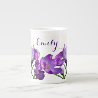 Customizable Emily name pretty purple flower fun Bone China Mug