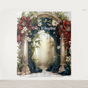 Customizable Fairytale Archway Wedding Backdrop Tapestry