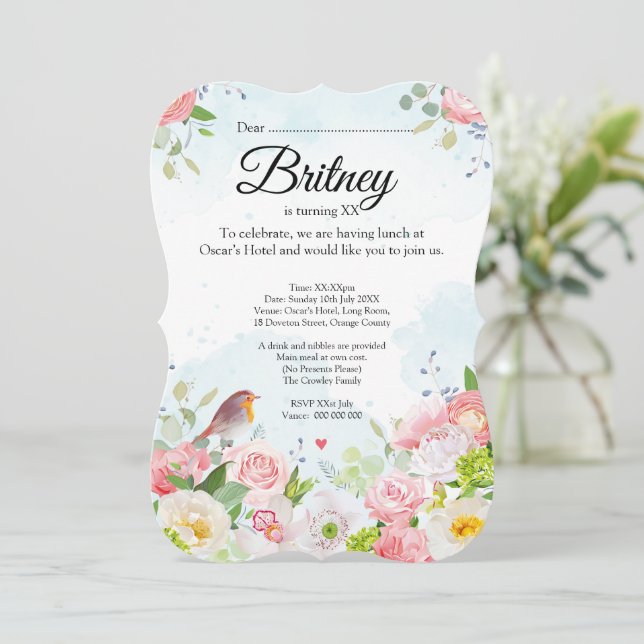 Customizable Female Birthday Invitation – Editable (Standing Front)
