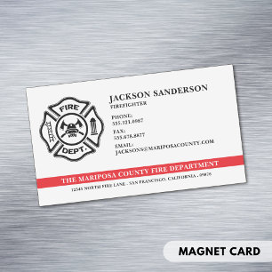 Customizable Fire Department Firefighter Logo Magnetic Business Card