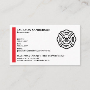 Customizable Firefighter Logo Fire Department Business Card