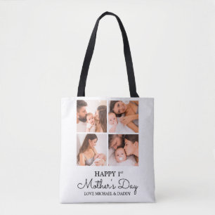 Customizable First Mothers Day Photo Collage Tote Bag