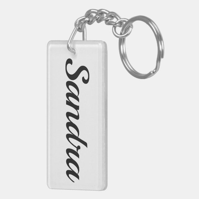 customizable first name Sandra black white Key Ring (Back Right)