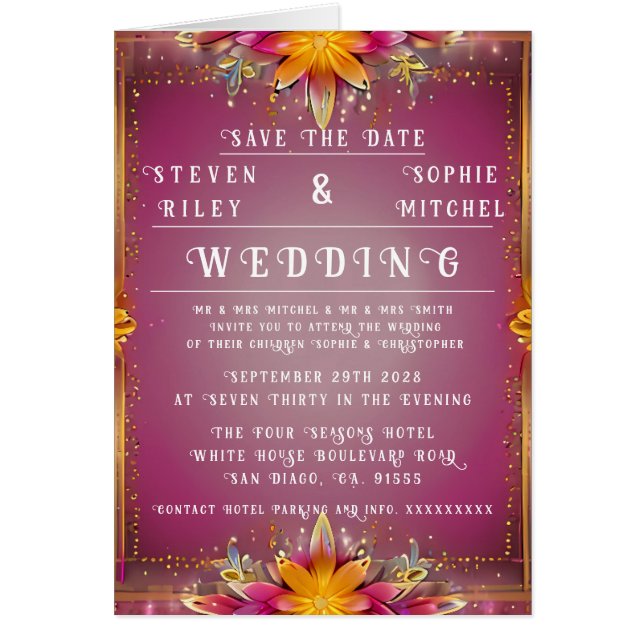 Customizable Floral Wedding Invitation  (Front)
