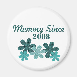 Customizable Flower Mommy Since Magnet, Teal Magnet