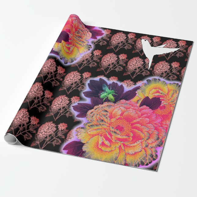 CUSTOMIZABLE FLOWERS & HUMMINGBIRD Wrapping Paper (Unrolled)