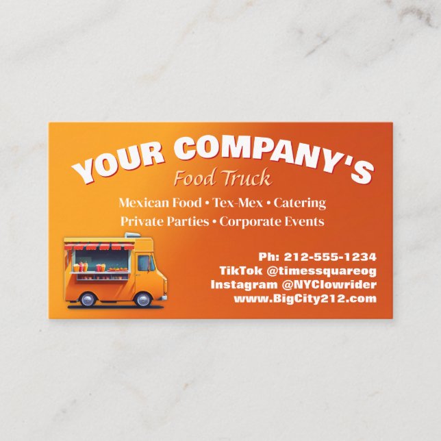 CUSTOMIZABLE Food Truck Business Card (Front)