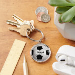 Customizable Football Soccer Ball Key Ring<br><div class="desc">Soccer sports design with a close up image of a soccer ball, fully customizable with your own name or text. Perfect for the soccer player, football fan or soccer coach. Other color combinations are available in our store and we welcome custom requests, just contact us through our GiftsBonanza store prior...</div>