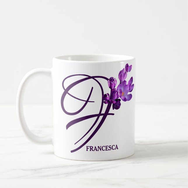 Customizable Francesca name purple flowers boho  Coffee Mug (Left)