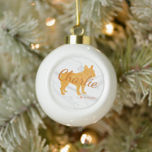 Customizable French Bulldog Pastel Orange Ornament