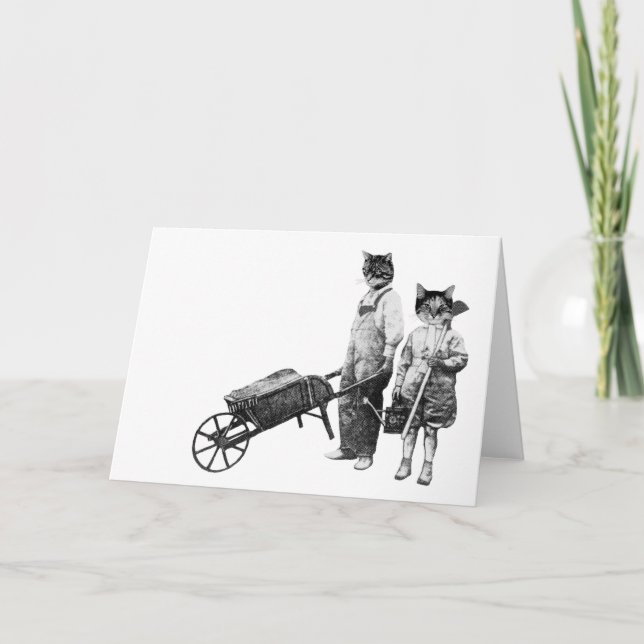 Customizable Funny Gardening Cats Card (Front)