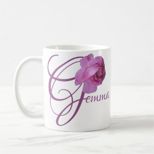 Customizable Gemma name pink rose flowers boho Coffee Mug