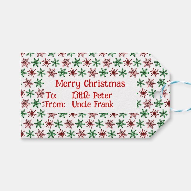Customizable Gift Tag Christmas Red Plaid (Front (Horizontal))