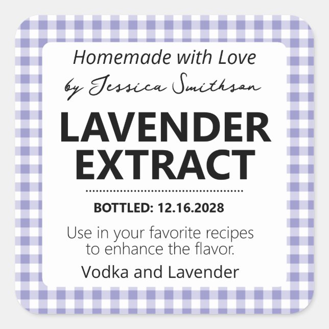 Customizable Gingham Extract Label (Front)