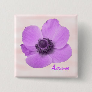 Customizable Girly Pink Anemone Button