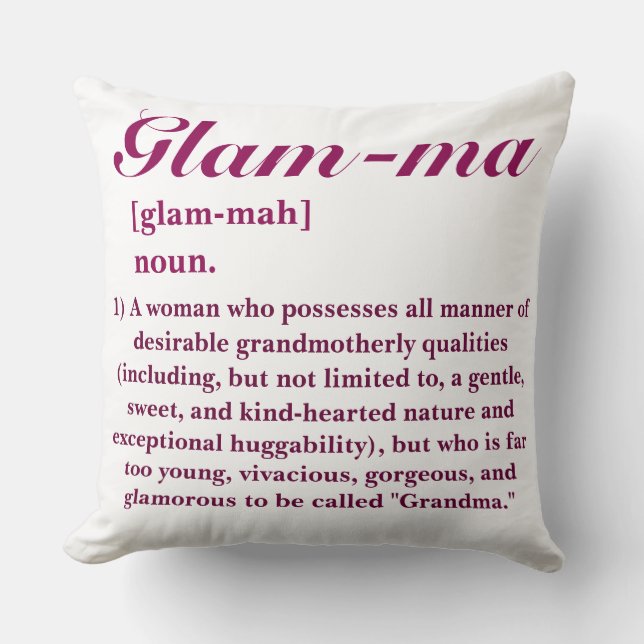 CUSTOMIZABLE Glamourous Grandma "Glam-ma" Cushion (Front)
