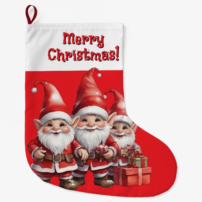 Customizable Gnomes Christmas Stocking (Front)